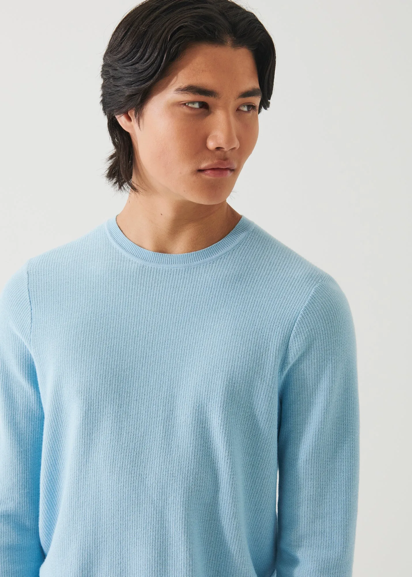 COTTON CASHMERE CROCHET CREWNECK