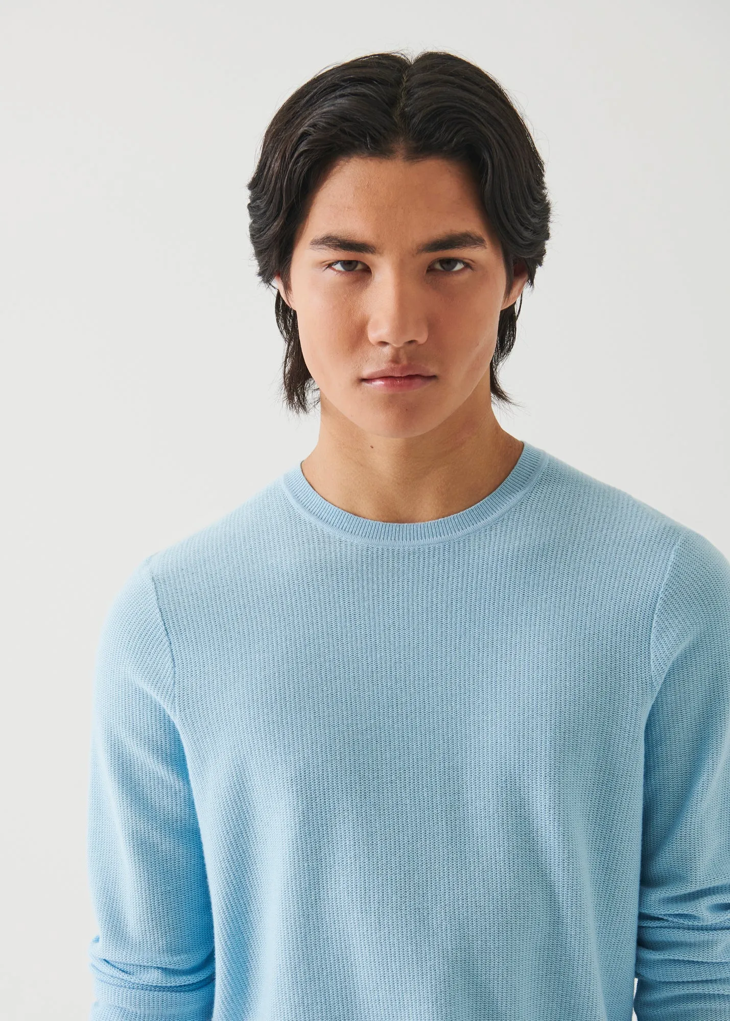 COTTON CASHMERE CROCHET CREWNECK