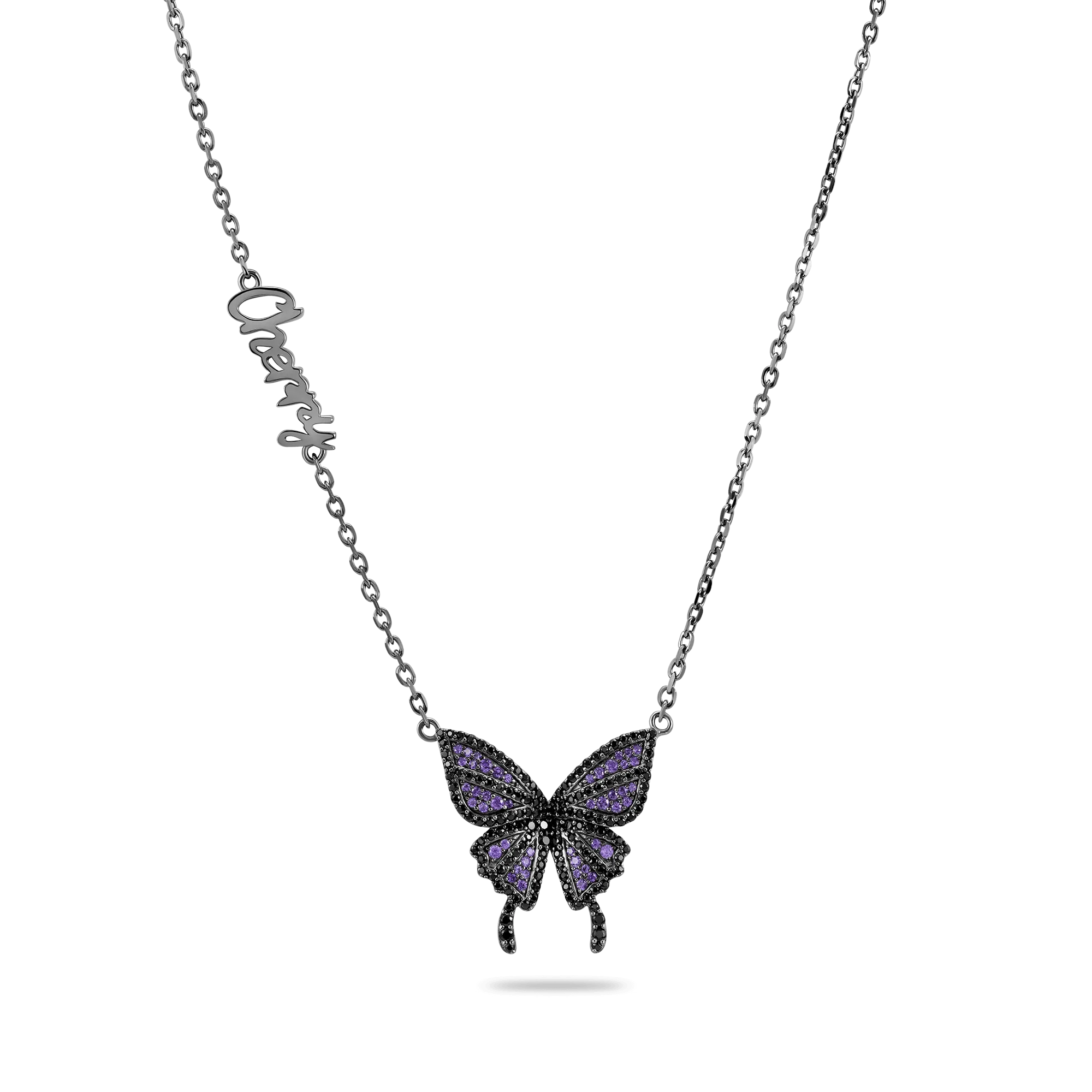 Custom Purple Butterfly Necklace