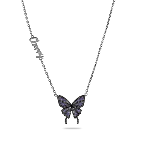 Custom Purple Butterfly Necklace