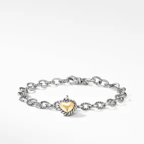 David Yurman Cable Cookie Classic Heart Charm Bracelet with 18K Yellow Gold