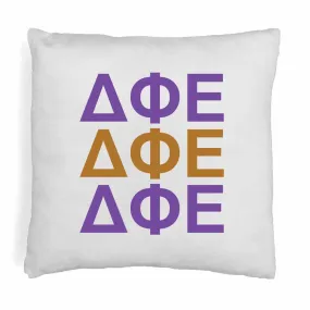 Delta Phi Epsilon Throw Pillow Cover with Greek Letters