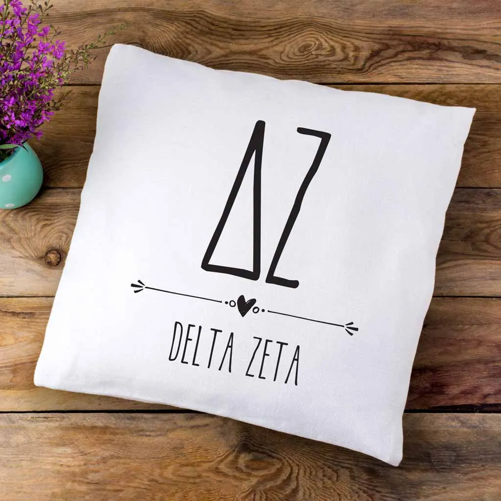 Delta Zeta Greek Boho Sorority Throw Pillow Cover for Dorm or Apartment