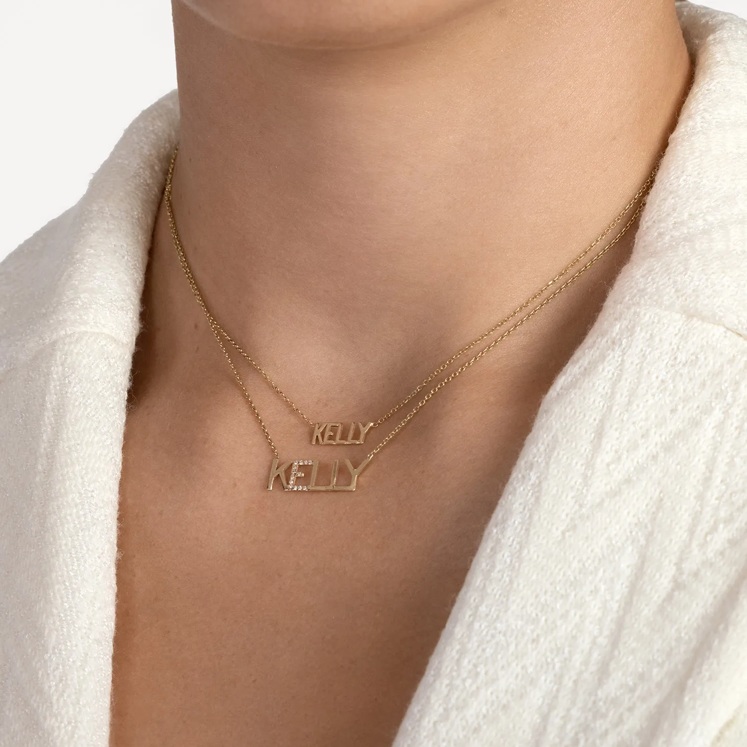 Diamond Accent Nameplate Necklace (Custom)