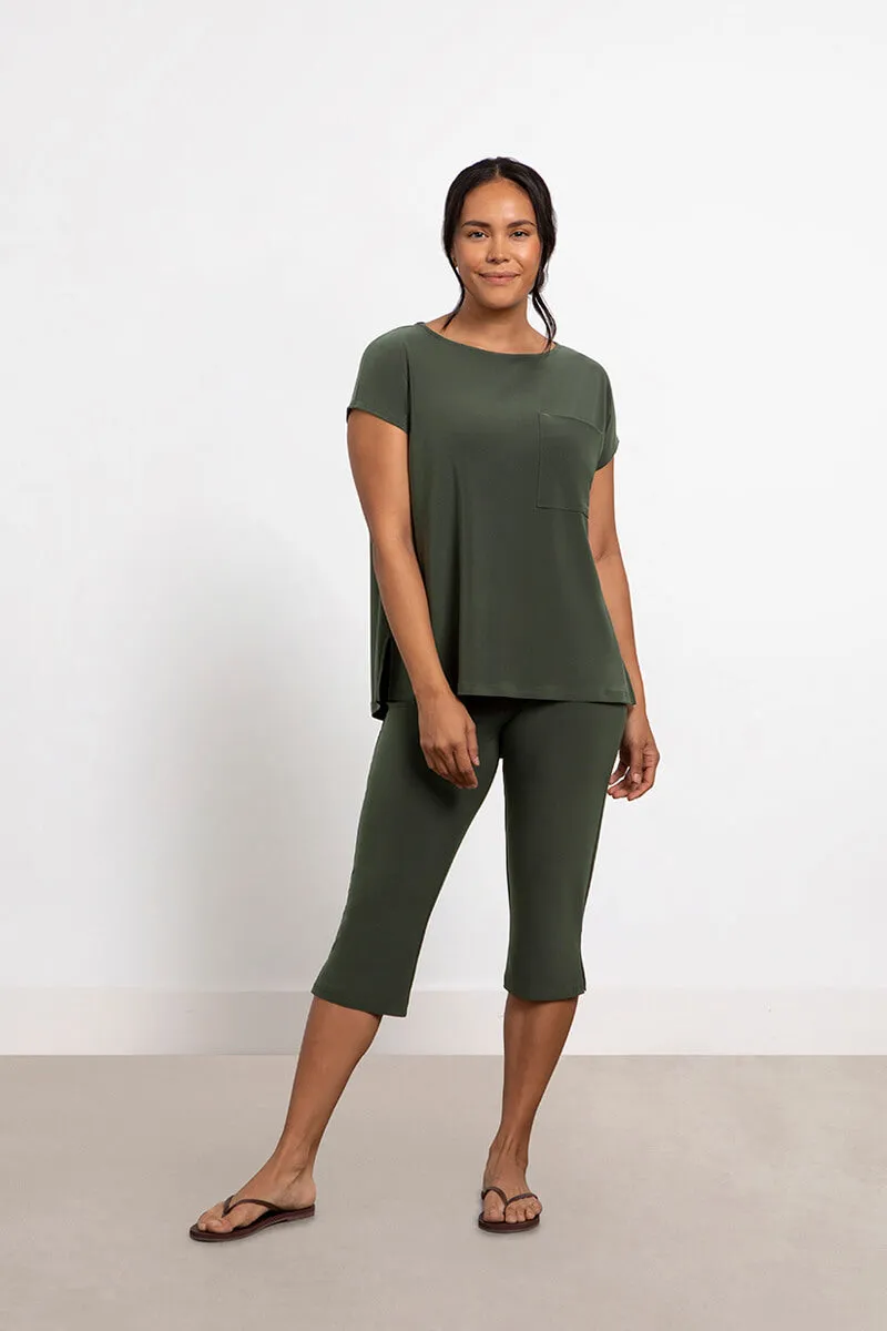 Dolman Pocket Top | Melange Olive