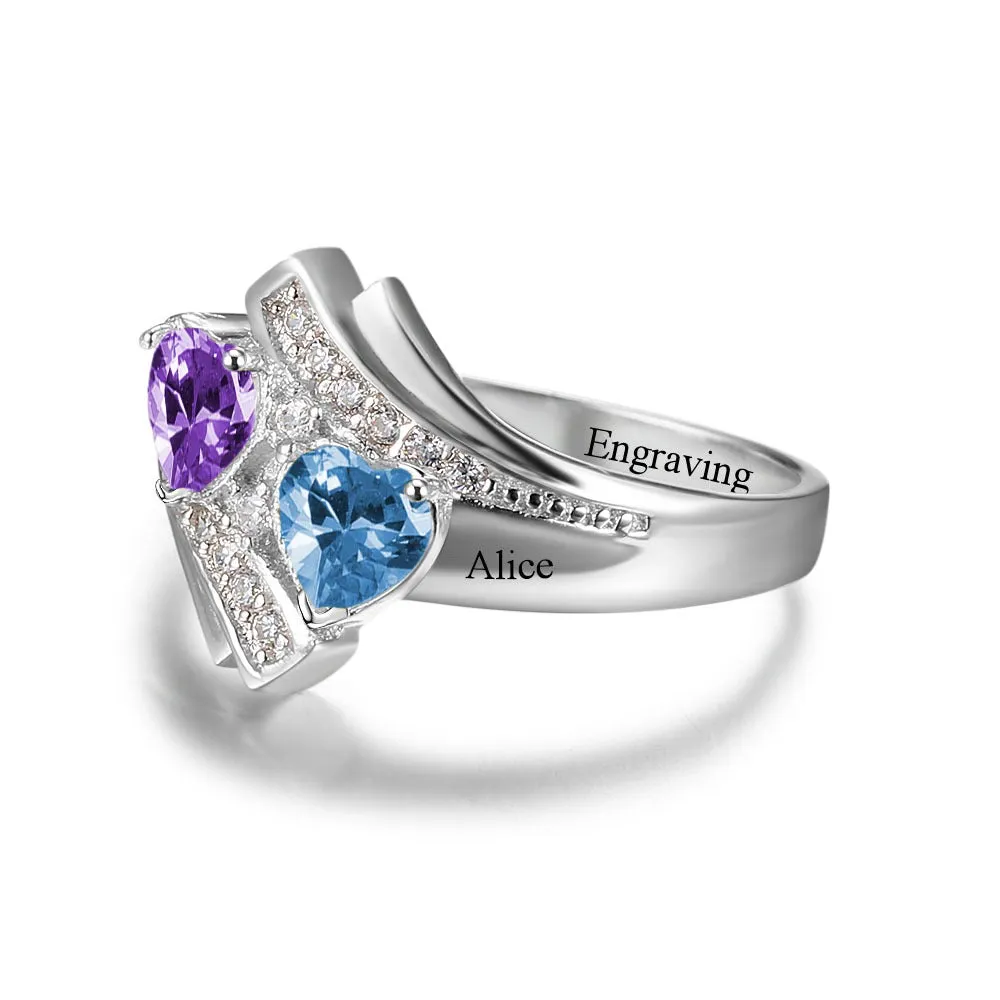 Engagement Custom Birthstone Engrave Name Ring