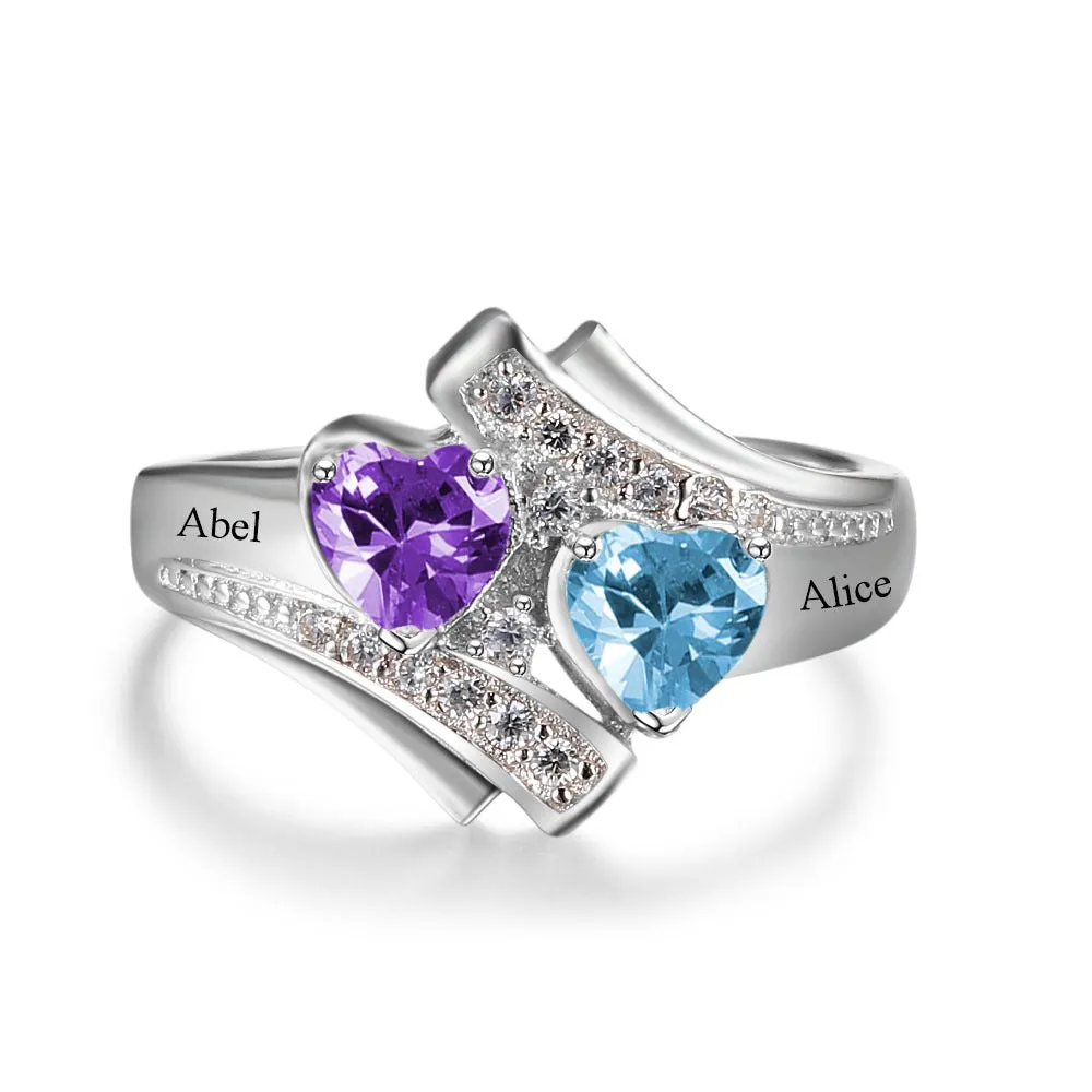 Engagement Custom Birthstone Engrave Name Ring