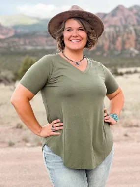 Essential V Neck Top - Olive