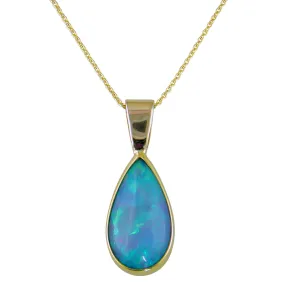 Ethiopian Opal Pear Shpe Necklace Pendant 22K & 14K Gold