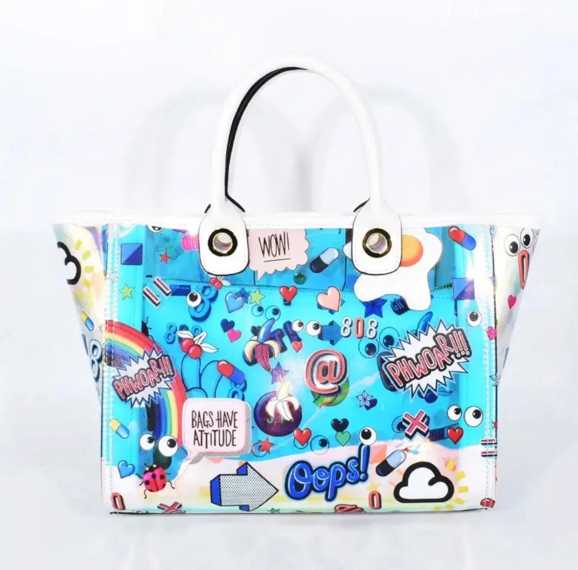 Eye Theme Holographic Chain Tote