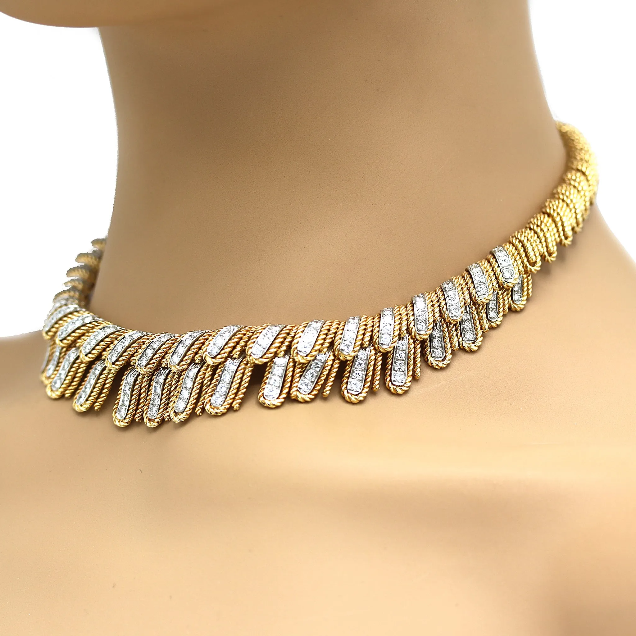 Fabulous 18k Yellow Gold Diamond Collar Necklace