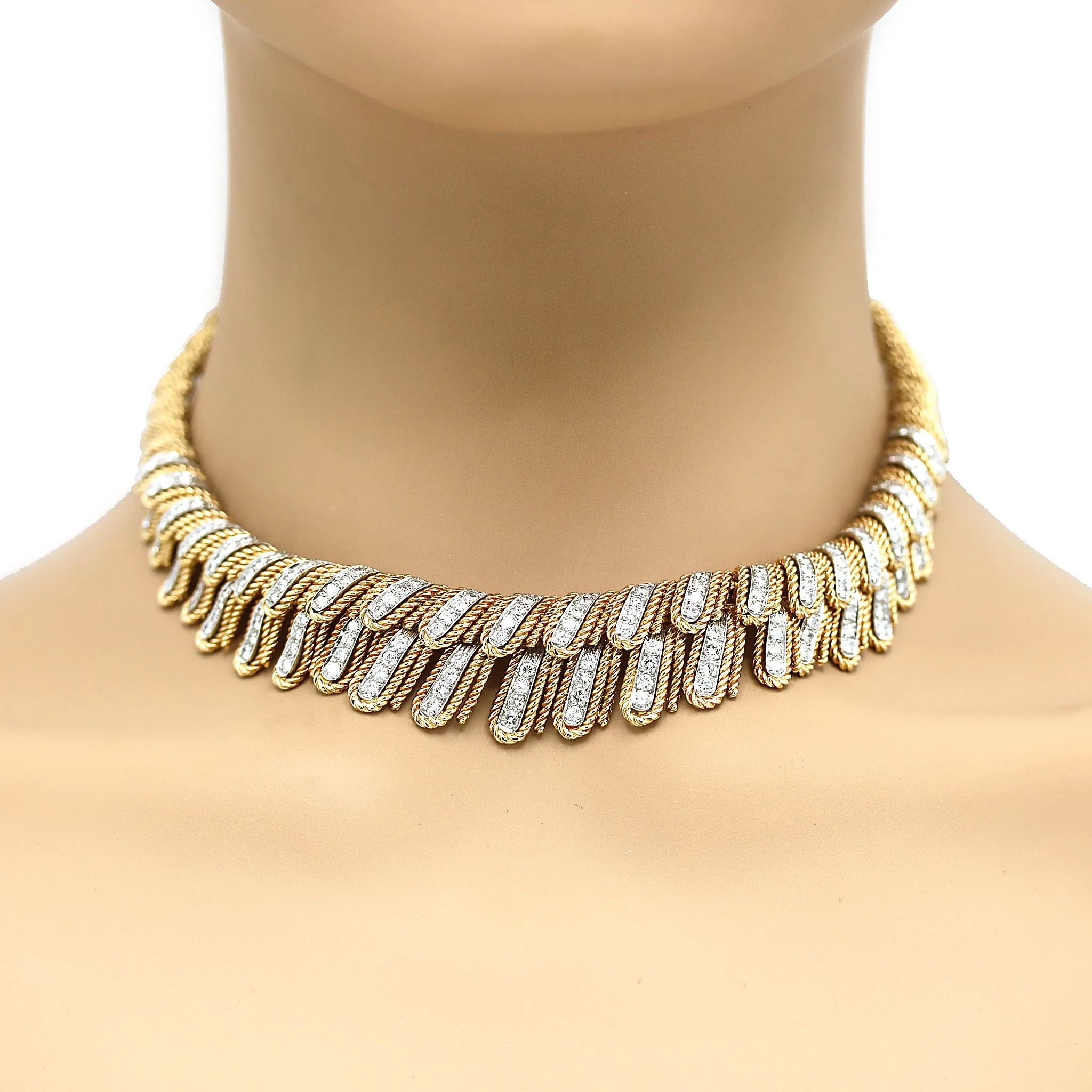 Fabulous 18k Yellow Gold Diamond Collar Necklace