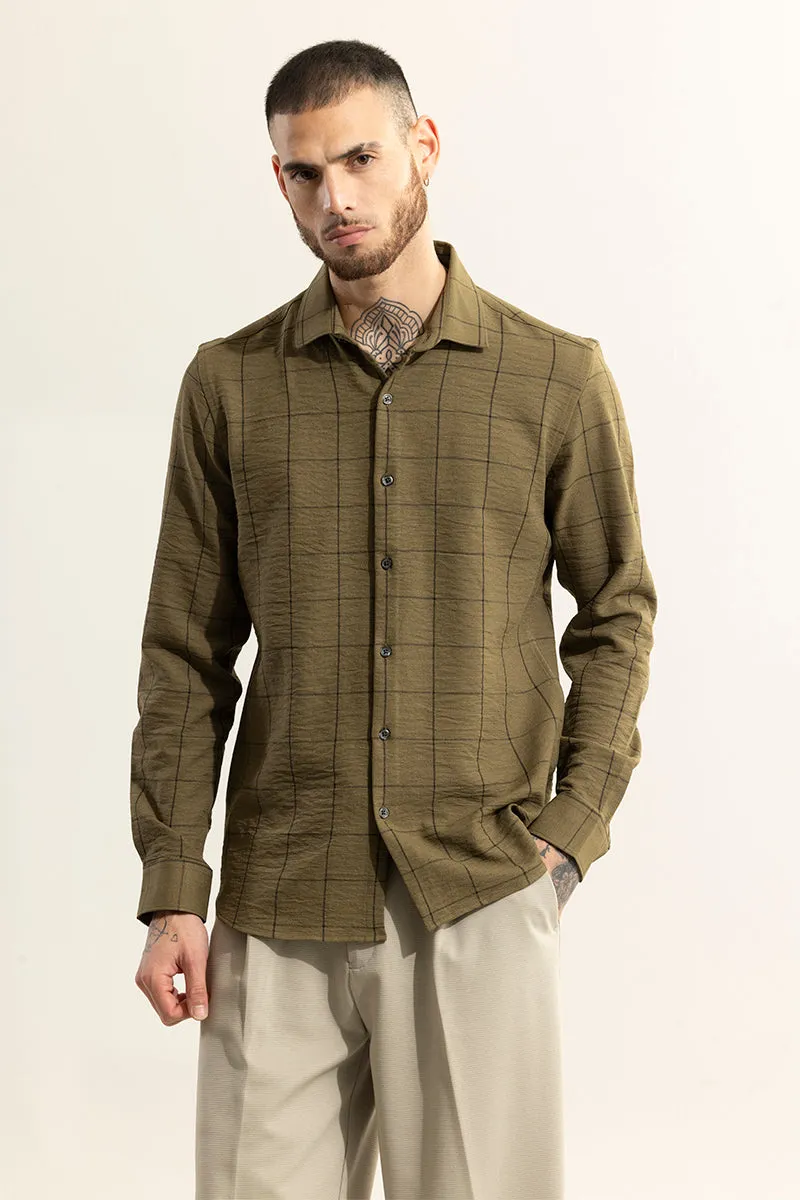 Grid Block Olive Checks Shirt