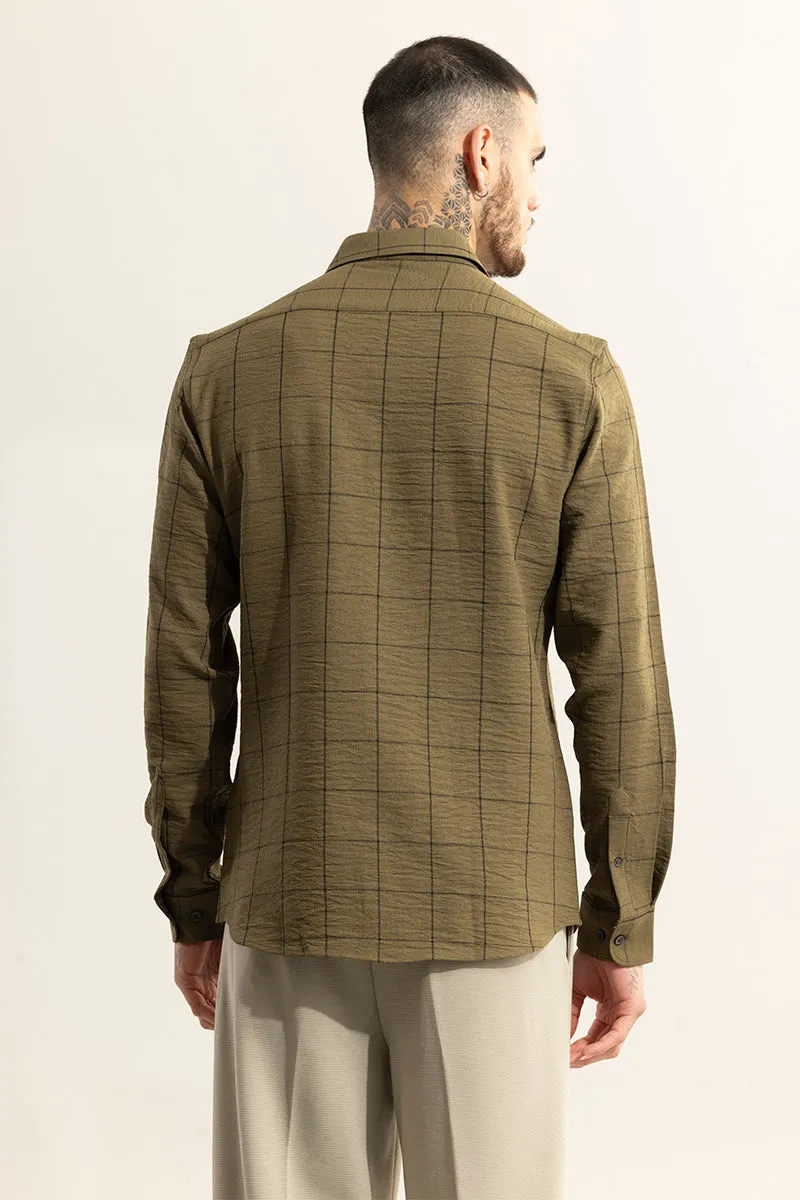 Grid Block Olive Checks Shirt