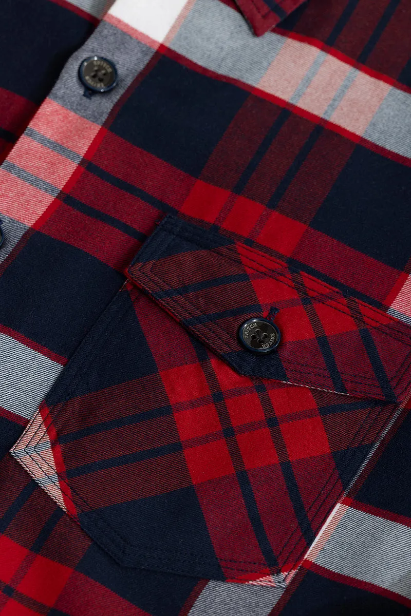 Grid Hatch Candy Red Checks Shirt