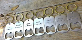 Groomsmen Bottle Openers Hand Stamped, Personalized Bottle Openers