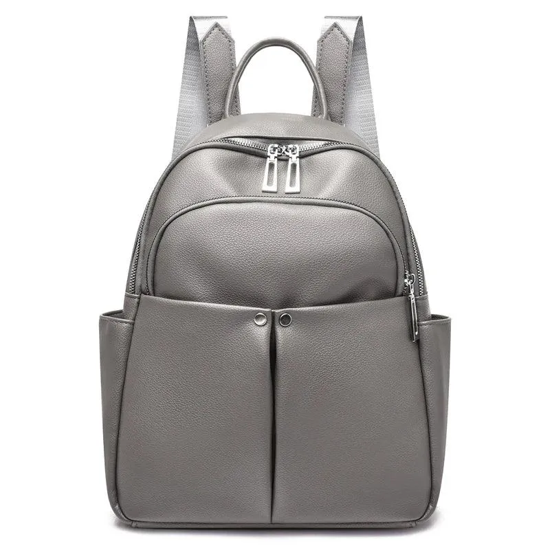 GZ259 Leather Cool Backpack - Soft Large Capacity School Bags for Teenage Girls