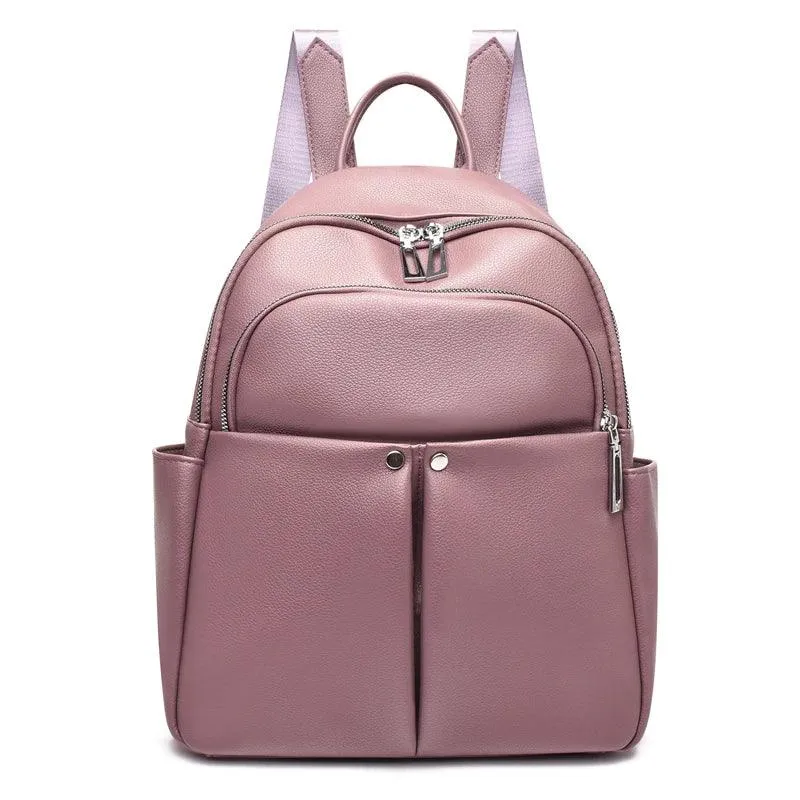 GZ259 Leather Cool Backpack - Soft Large Capacity School Bags for Teenage Girls