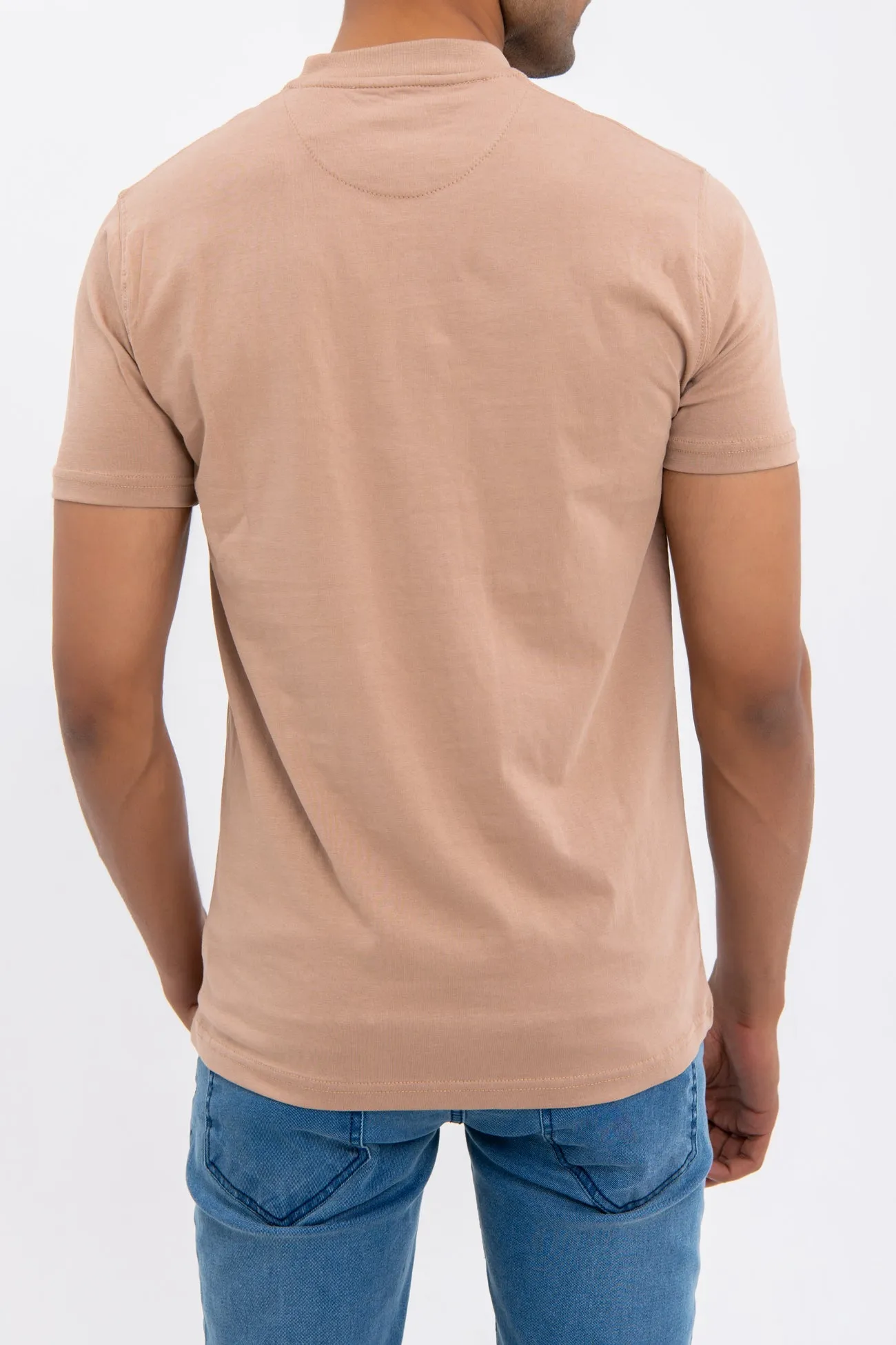 HALF ZIP COTTON T-SHIRT