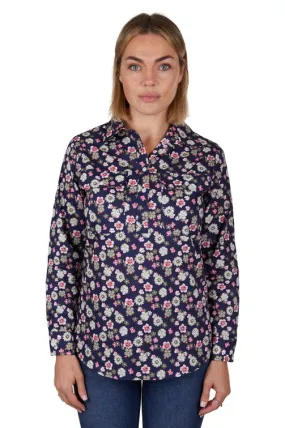 Hard Slog Womens Rose Half Button L/S Shirt