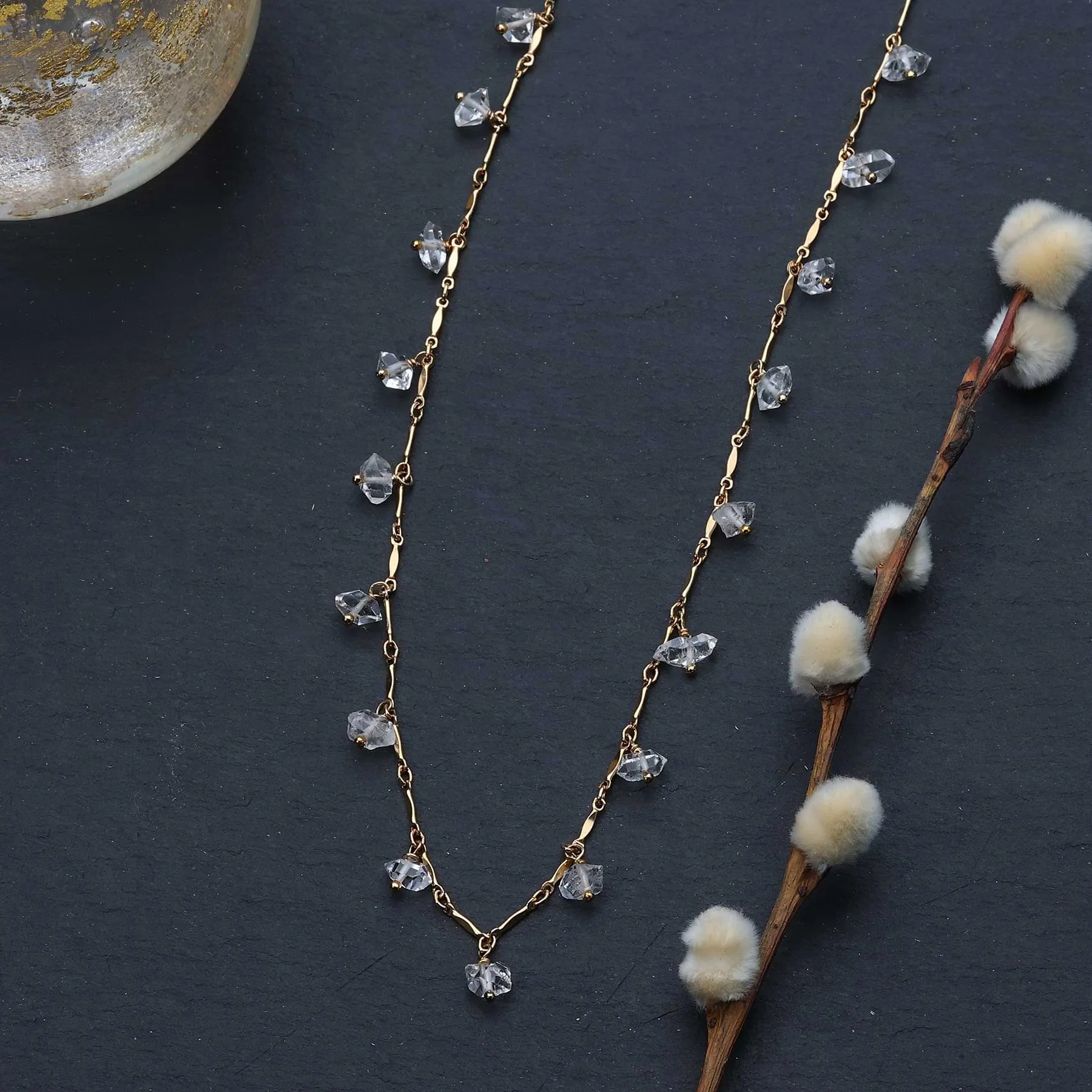 Hudson - Herkimer Diamond Gold Layering Necklace