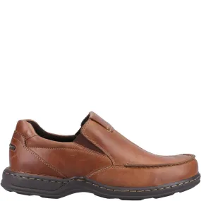 Hush Puppies Brown Slip On Shoes Leather Comfort Wide Ronniea