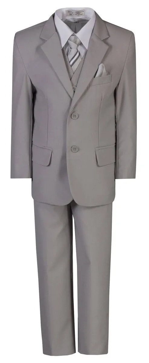 Husky Boys 6 Piece 2 Button Suit with Neck Tie and Pocket Square