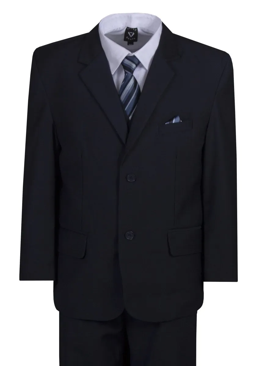 Husky Boys 6 Piece 2 Button Suit with Neck Tie and Pocket Square