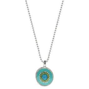 Israeli Minimalist Blue Opal Pools Pendant Necklace