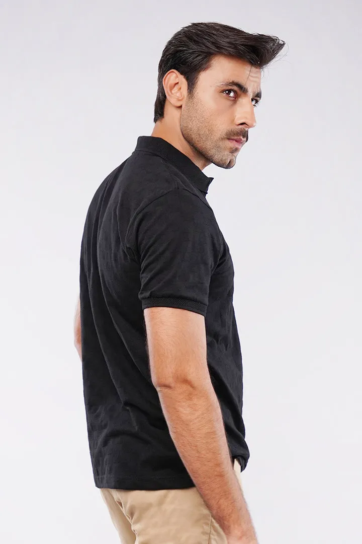 Jacquard Polo Shirt - Black