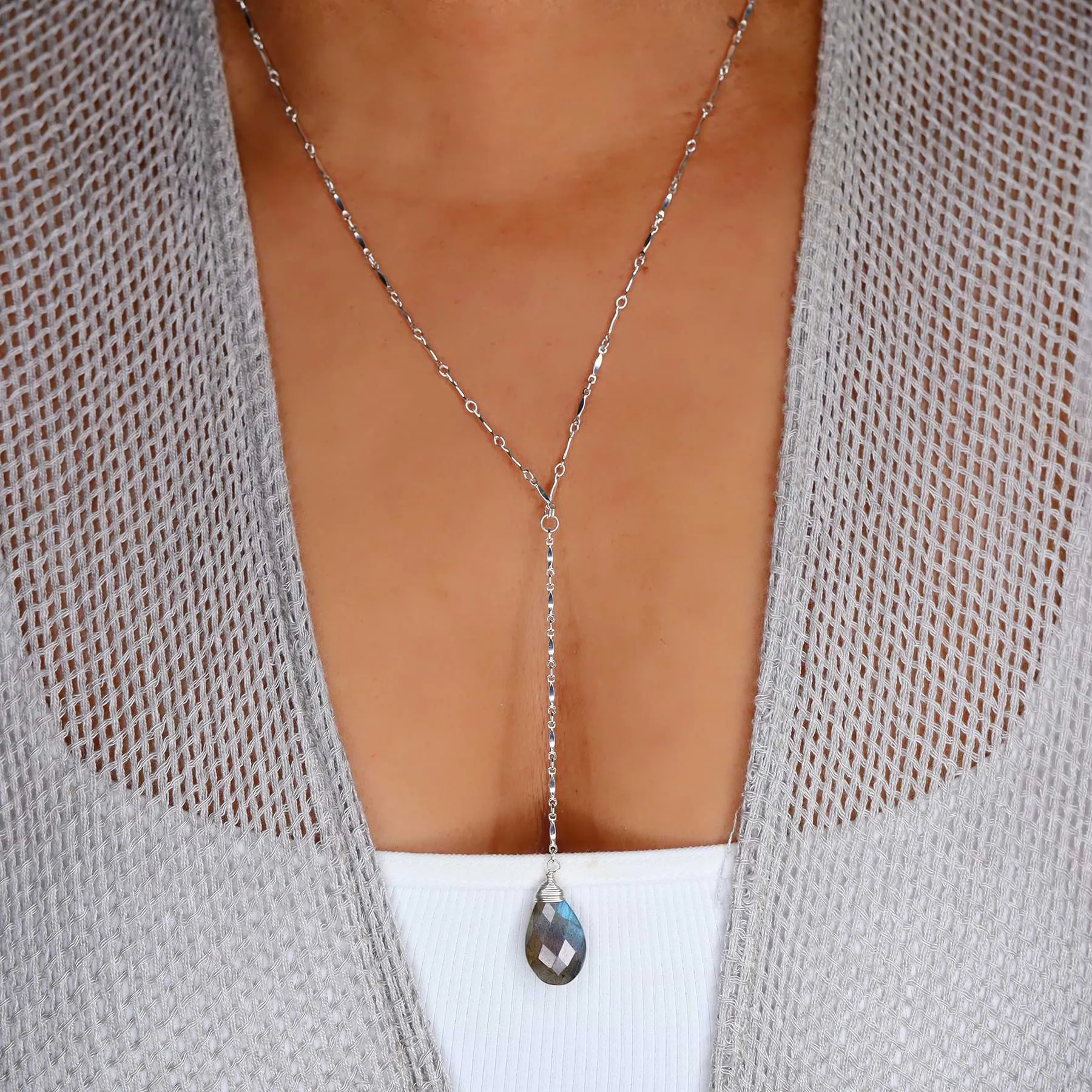 Jenner - Labradorite Drop Sterling Silver Necklace