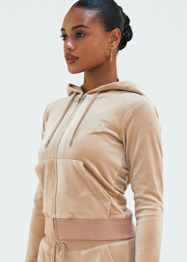 Juicy Couture Robertson Classic Velour Hoodie - Nomad Sand