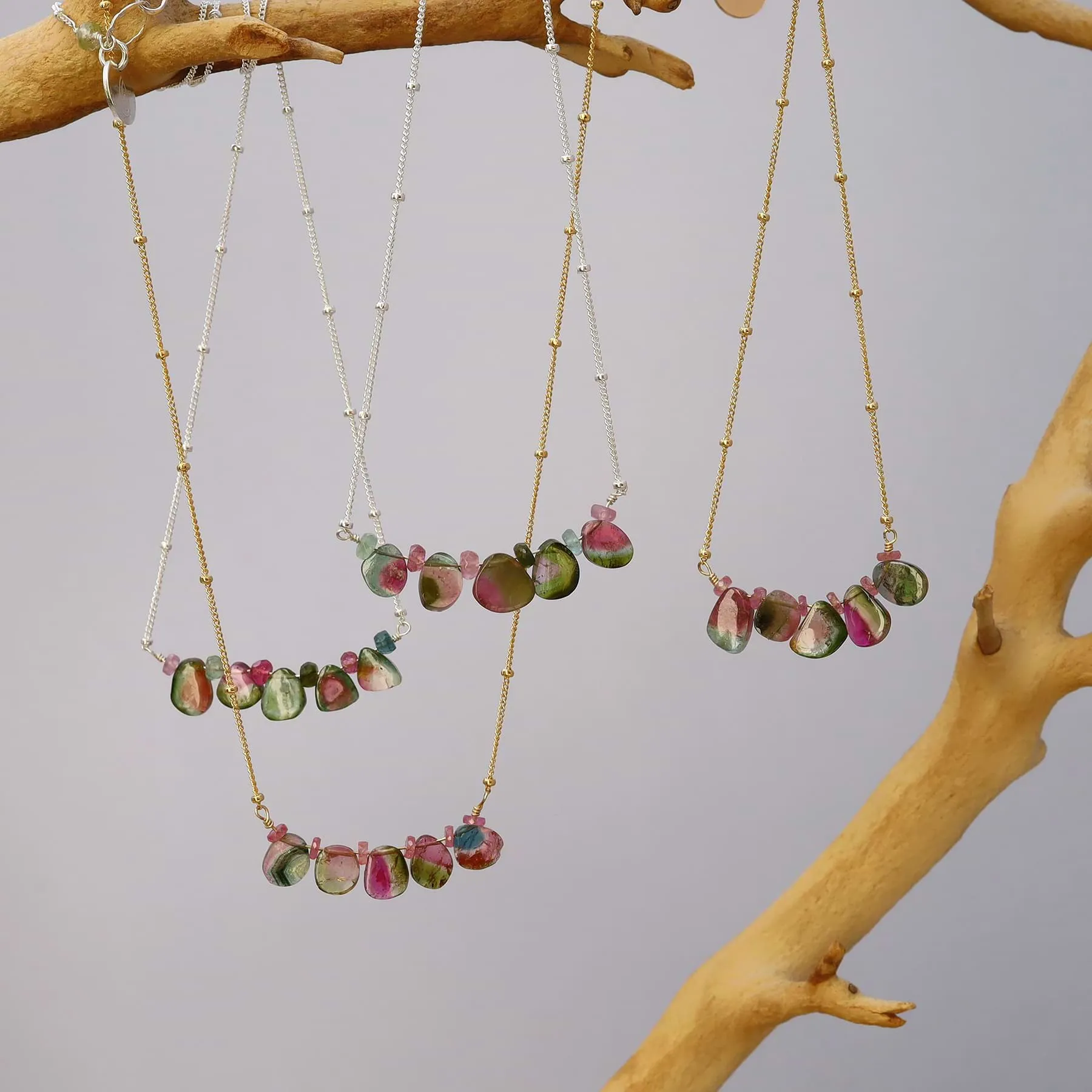 Kaleidoscope - Watermelon Tourmaline Trapeze Necklace