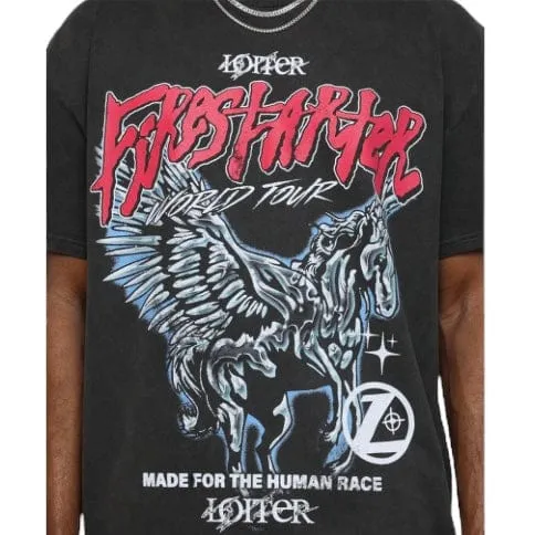 Loiter Firestarter Tour Ultra Premium Vintage T Shirt (Black Wash)