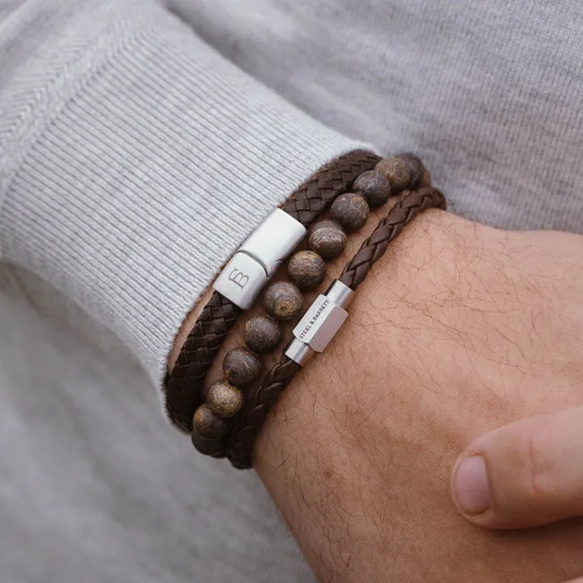 Luke Landon Nappa Leather Bracelet Brown