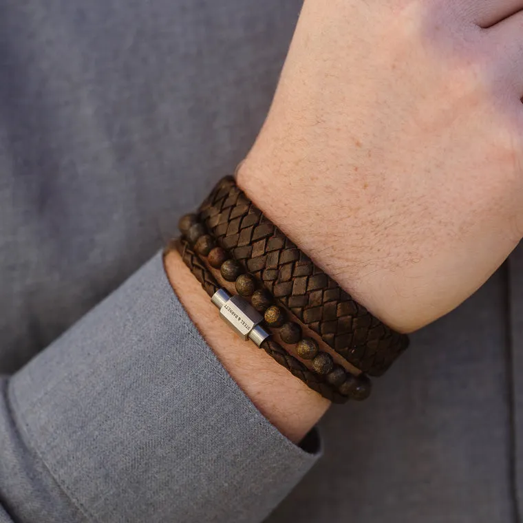 Luke Landon Nappa Leather Bracelet Brown