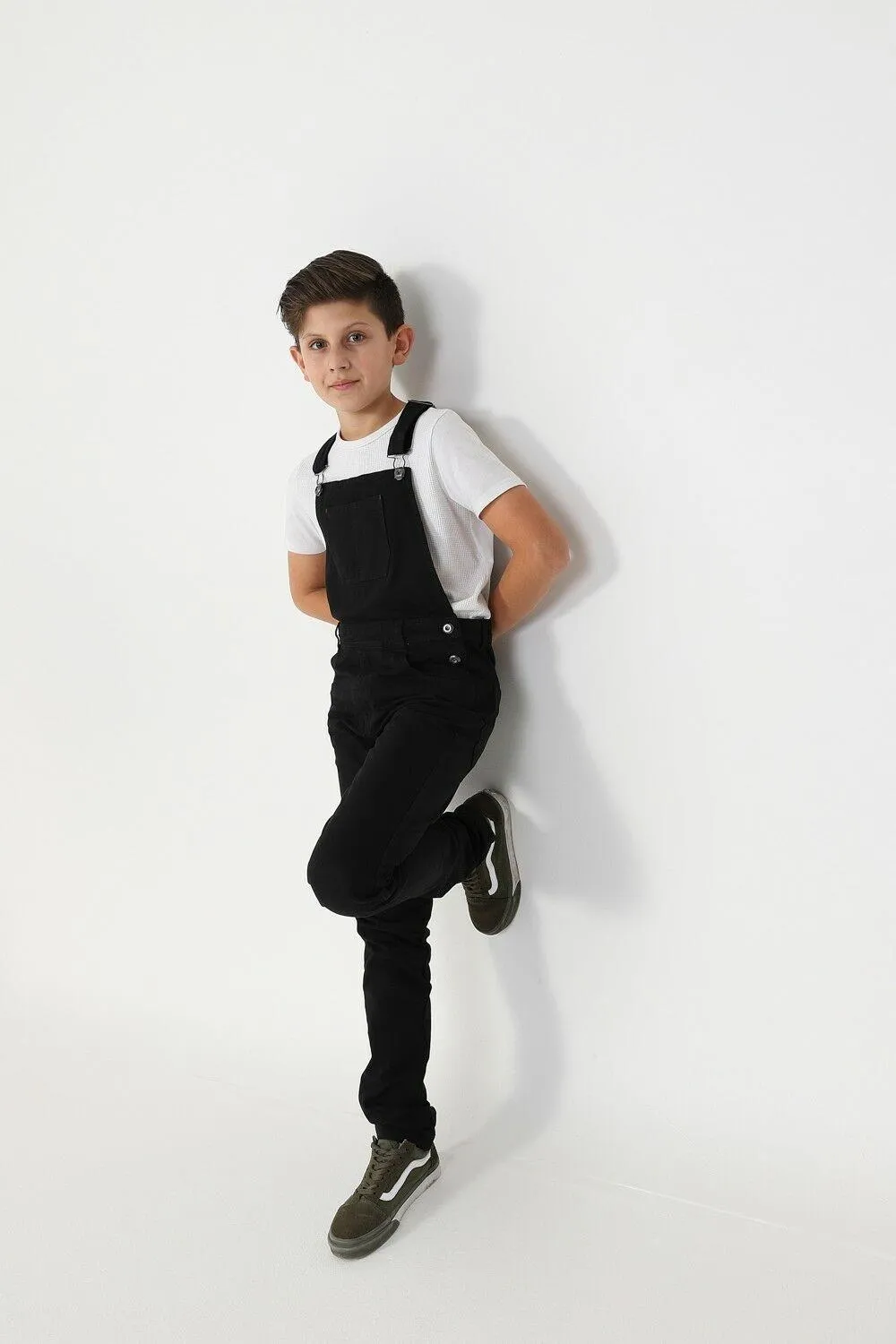 MATTHEW Slim Leg Bib Overalls for Boys - Black