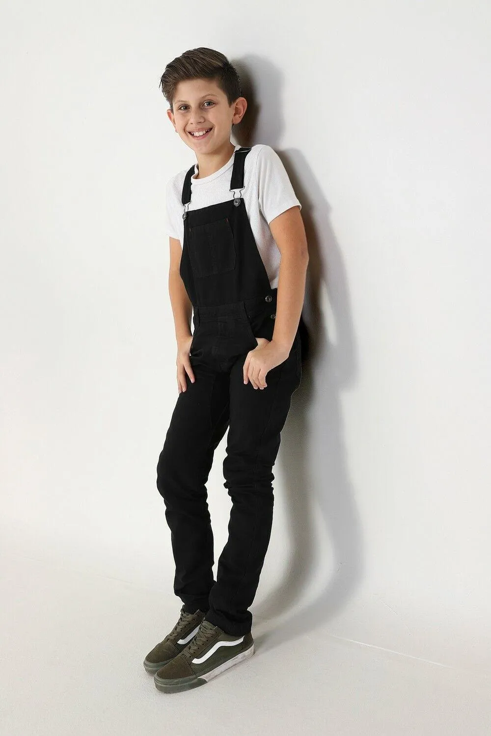 MATTHEW Slim Leg Bib Overalls for Boys - Black