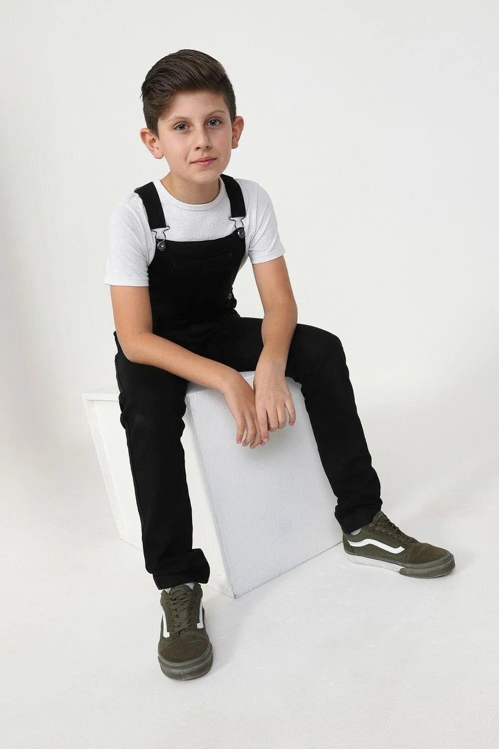 MATTHEW Slim Leg Bib Overalls for Boys - Black