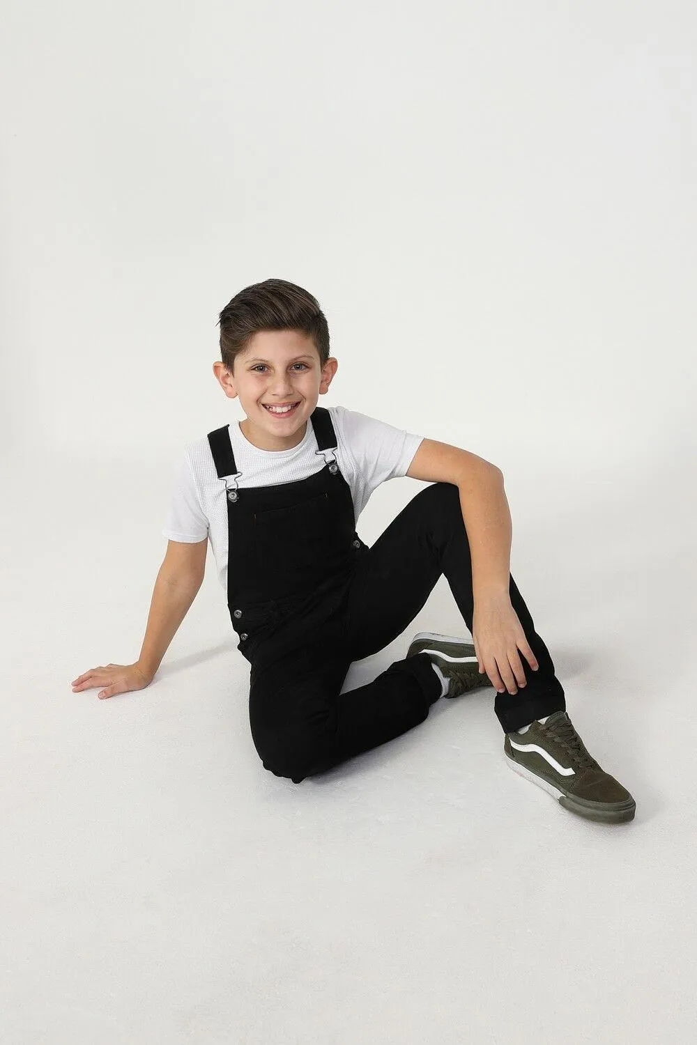 MATTHEW Slim Leg Bib Overalls for Boys - Black