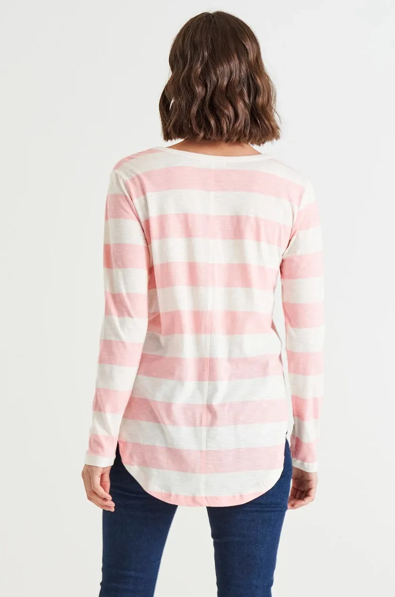 Megan Cotton Top Pink Stripe