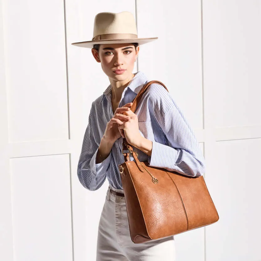 MENA | White-Camel Classic Tote