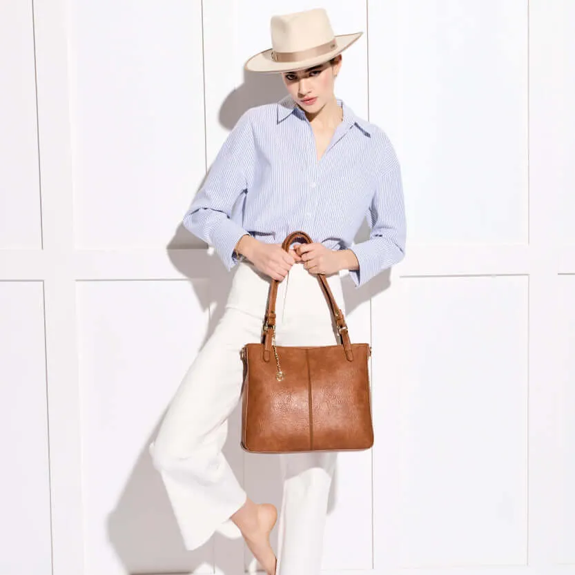 MENA | White-Camel Classic Tote