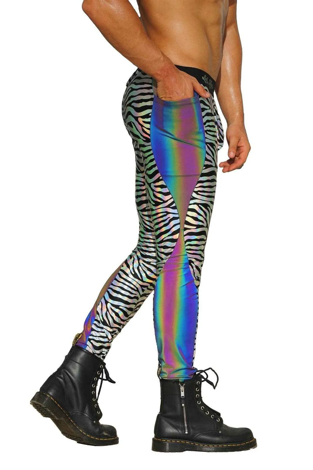 Mens Leggings with Pouch - Galactic Jungle