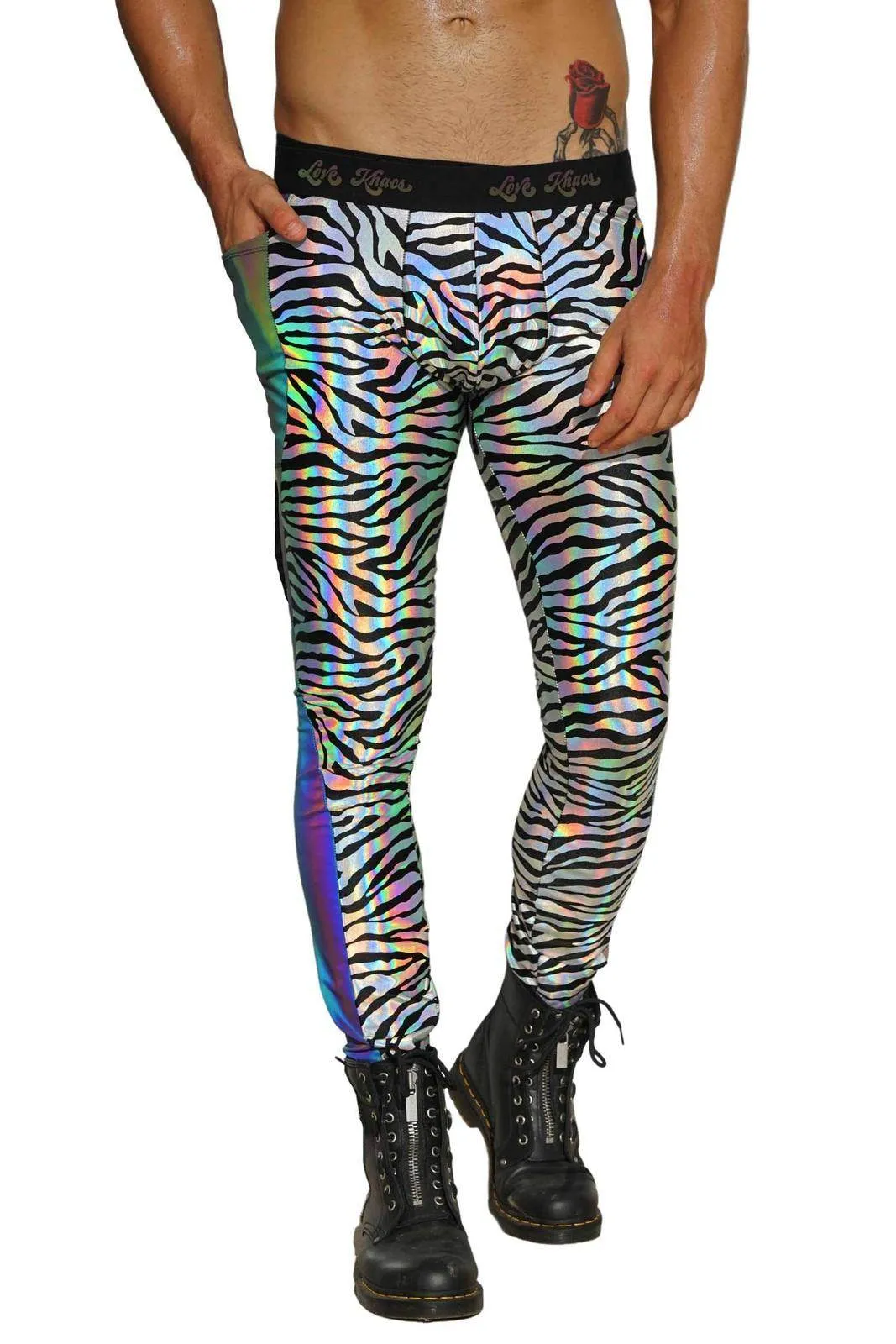 Mens Leggings with Pouch - Galactic Jungle