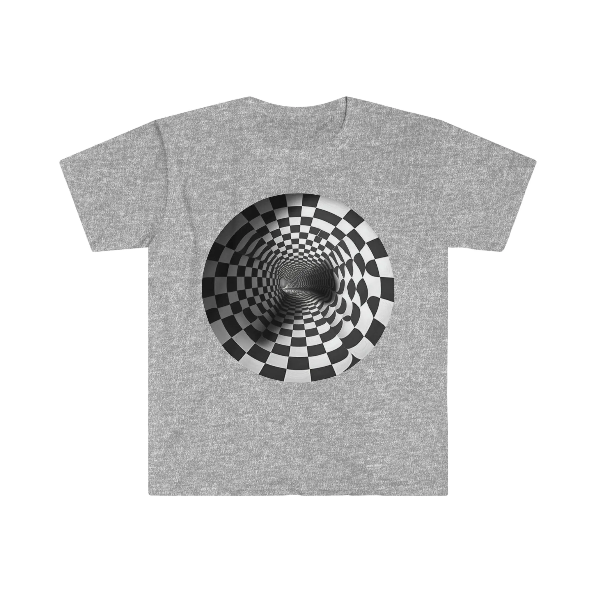 Mesmerizing Illusion: Psychedelic Tunnel Unisex Soft Style Digital AI Art T-Shirt for Festival and Street Wear