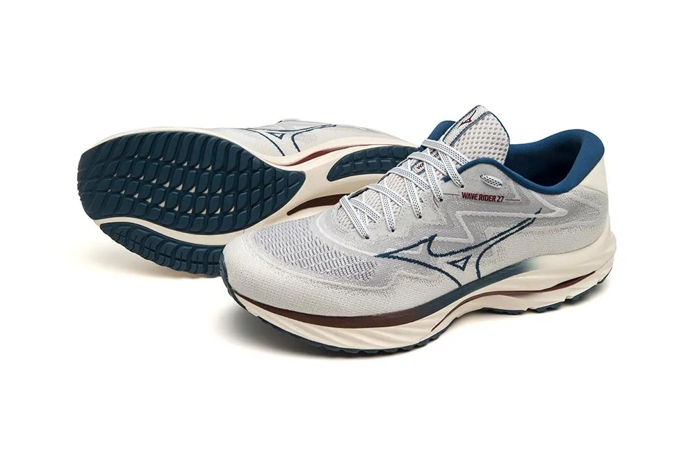 Mizuno Men's Wave Rider 27 SSW - Papyrus/Blue Opal