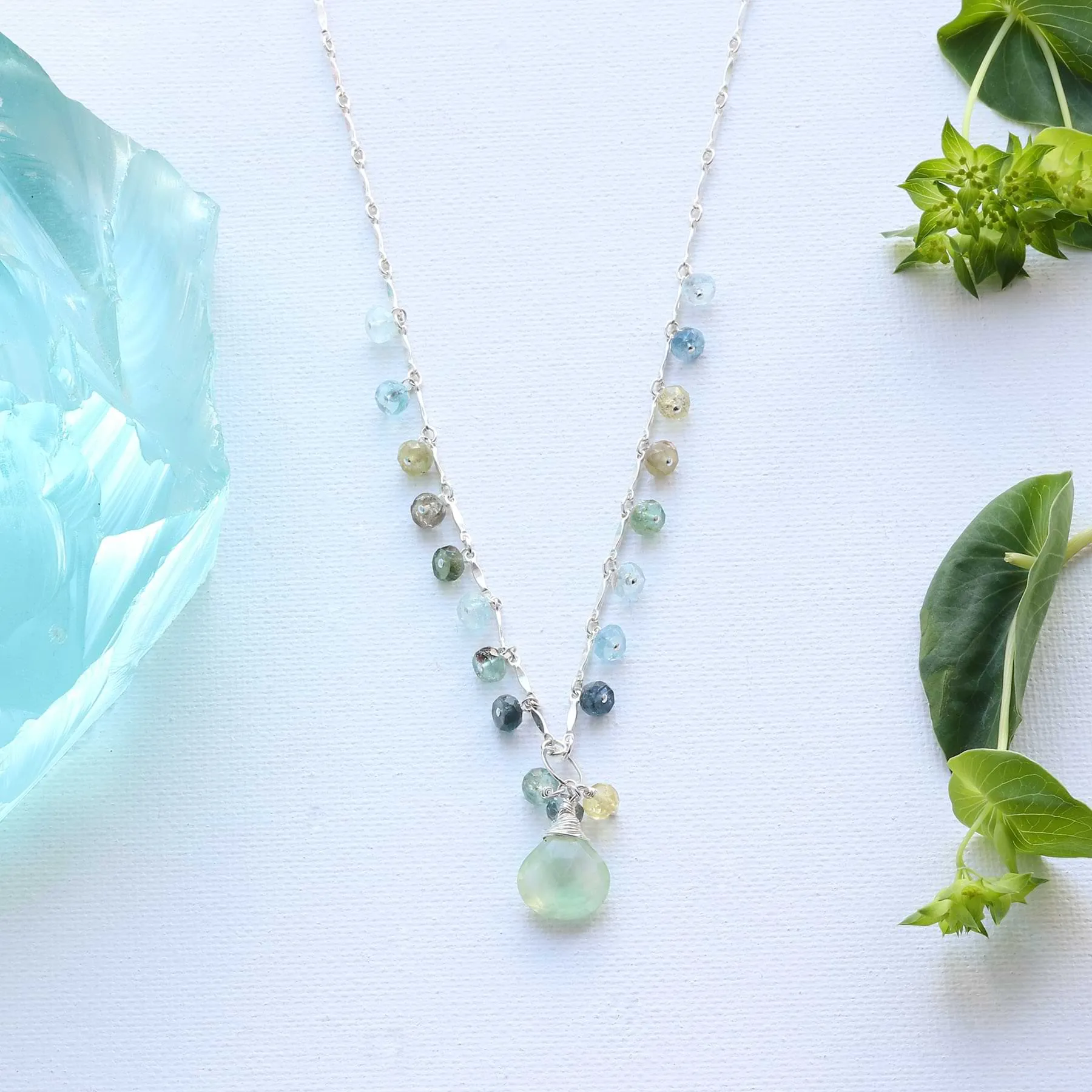 Morning Mist - Delicate Aquamarine Sterling Silver Necklace