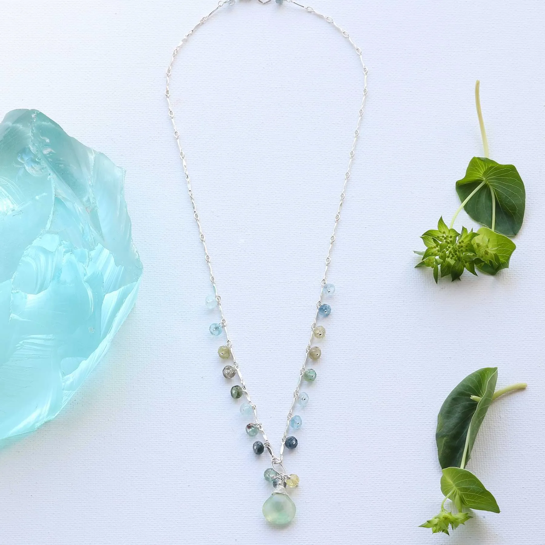 Morning Mist - Delicate Aquamarine Sterling Silver Necklace