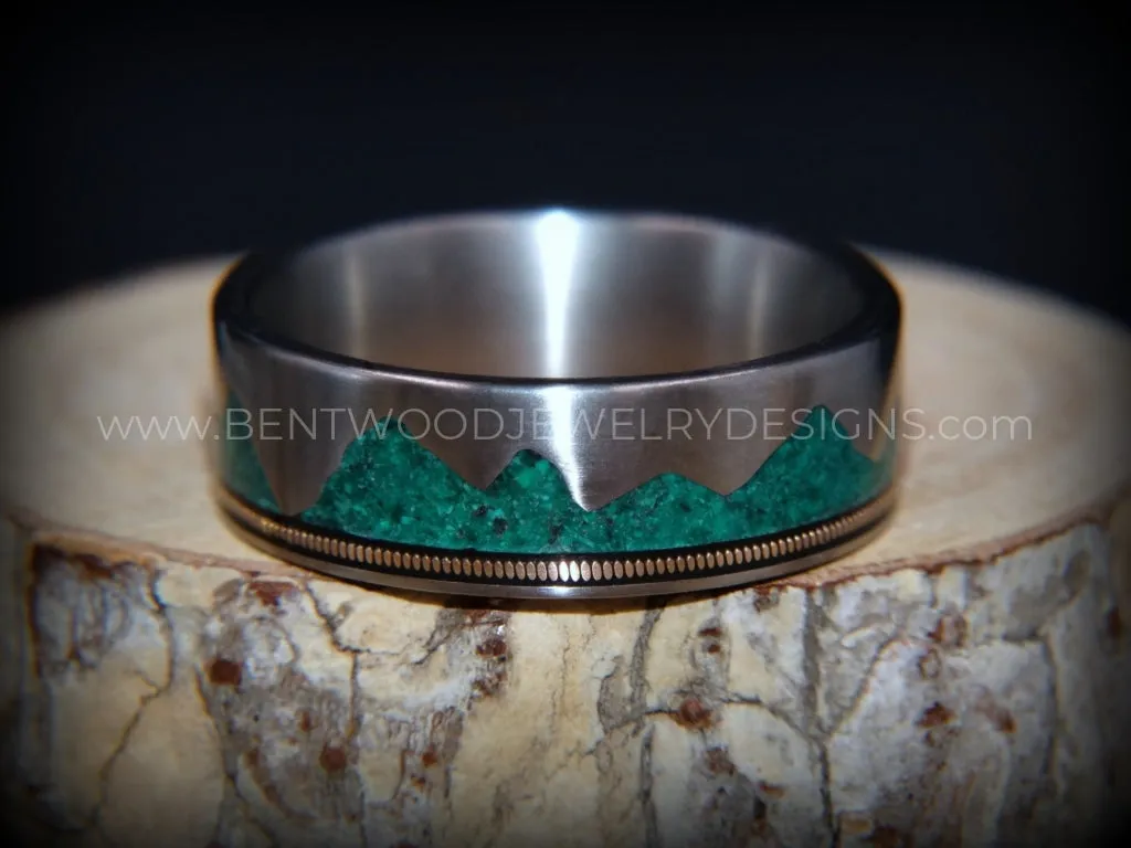 Mountainscape Titanium with Malachite Inlay Comfort Fit Core Ring